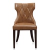 Manhattan Comfort Reine Faux Leather Dining Chair (Set of Two) in Saddle and Walnut DC007-SA